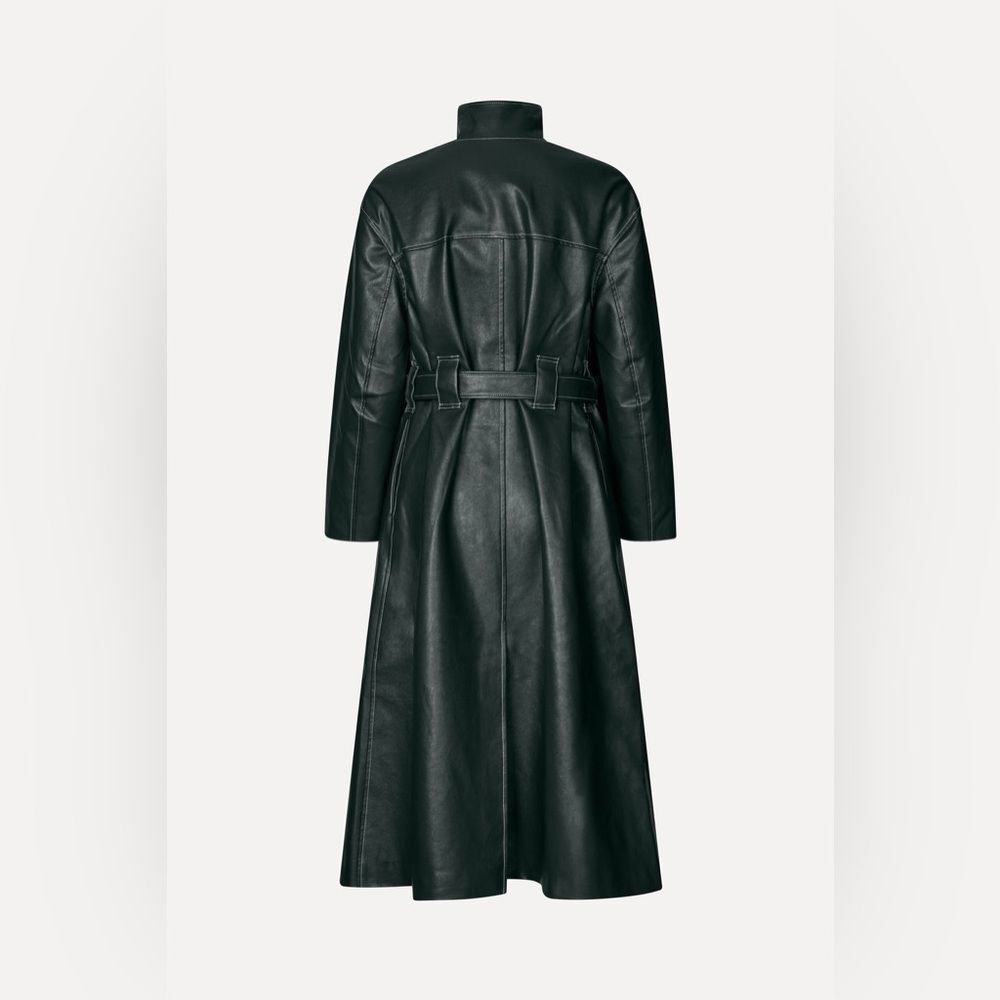 Stine Goya DROPPED SHOULDER HIGH COLLAR COAT - DARK GREEN, size XS - Picture 5 of 16